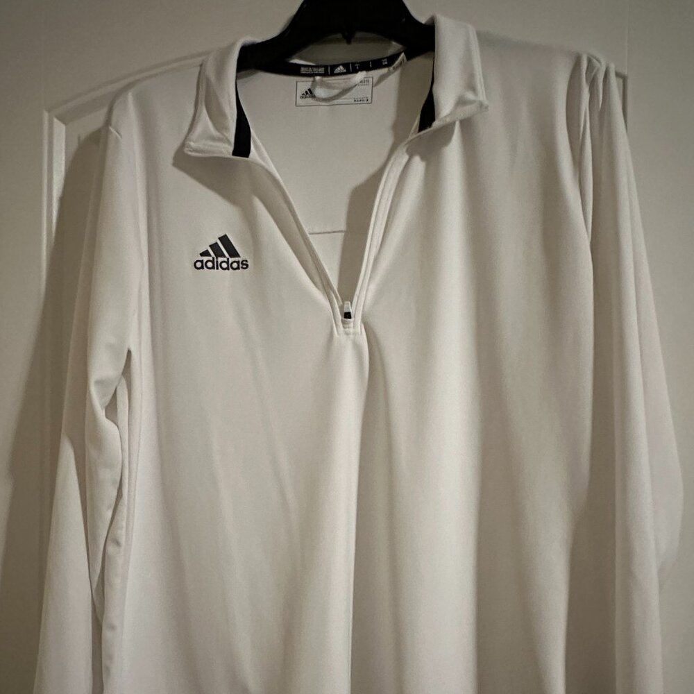 Adidas White AEROREADY 1/4 Zip Pullover Large